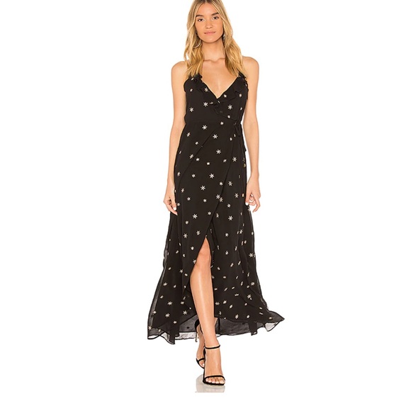 Lovers + Friends Dresses & Skirts - Lovers + Friends Nostalgia Wrap Dress Black Gold L
